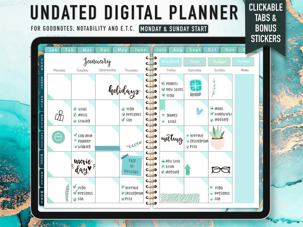 Undated Digital Planner Template