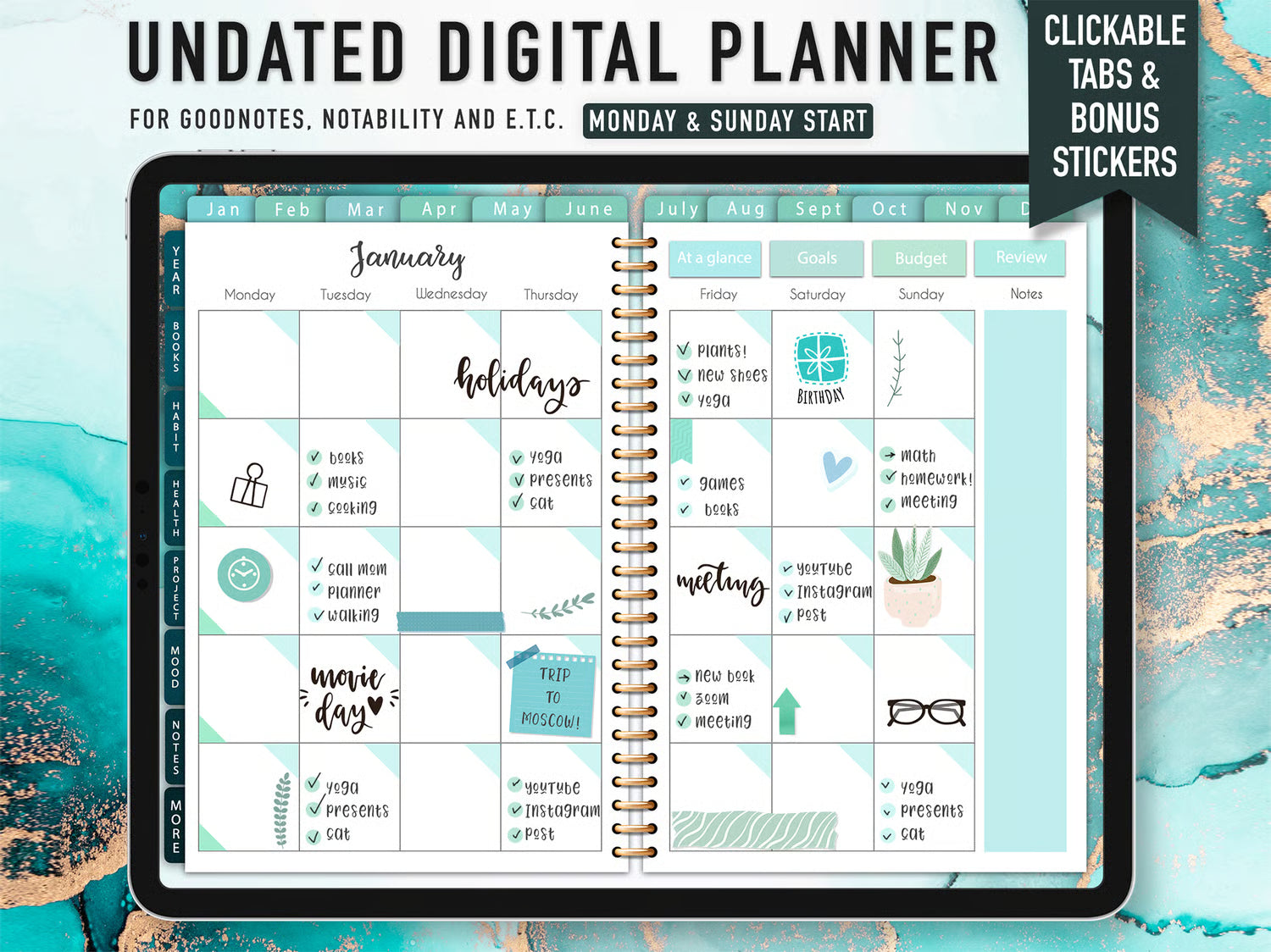 Undated Digital Planner Template